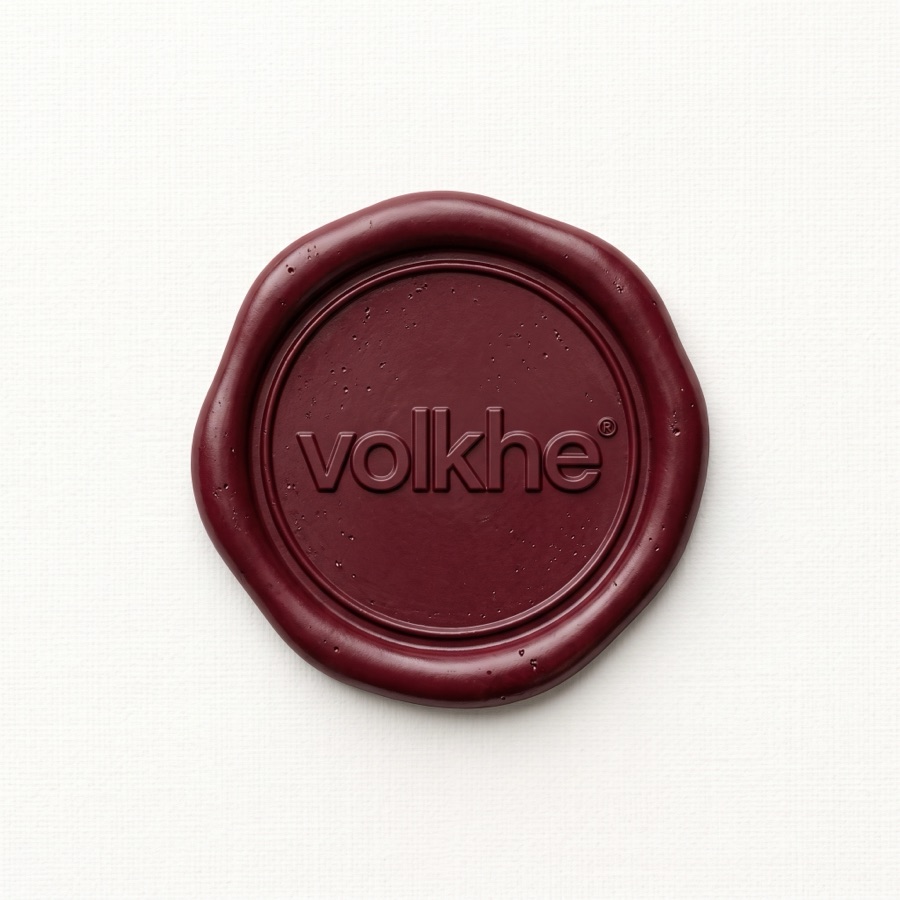 Selo de cera em vinho com o wordmark volkhe